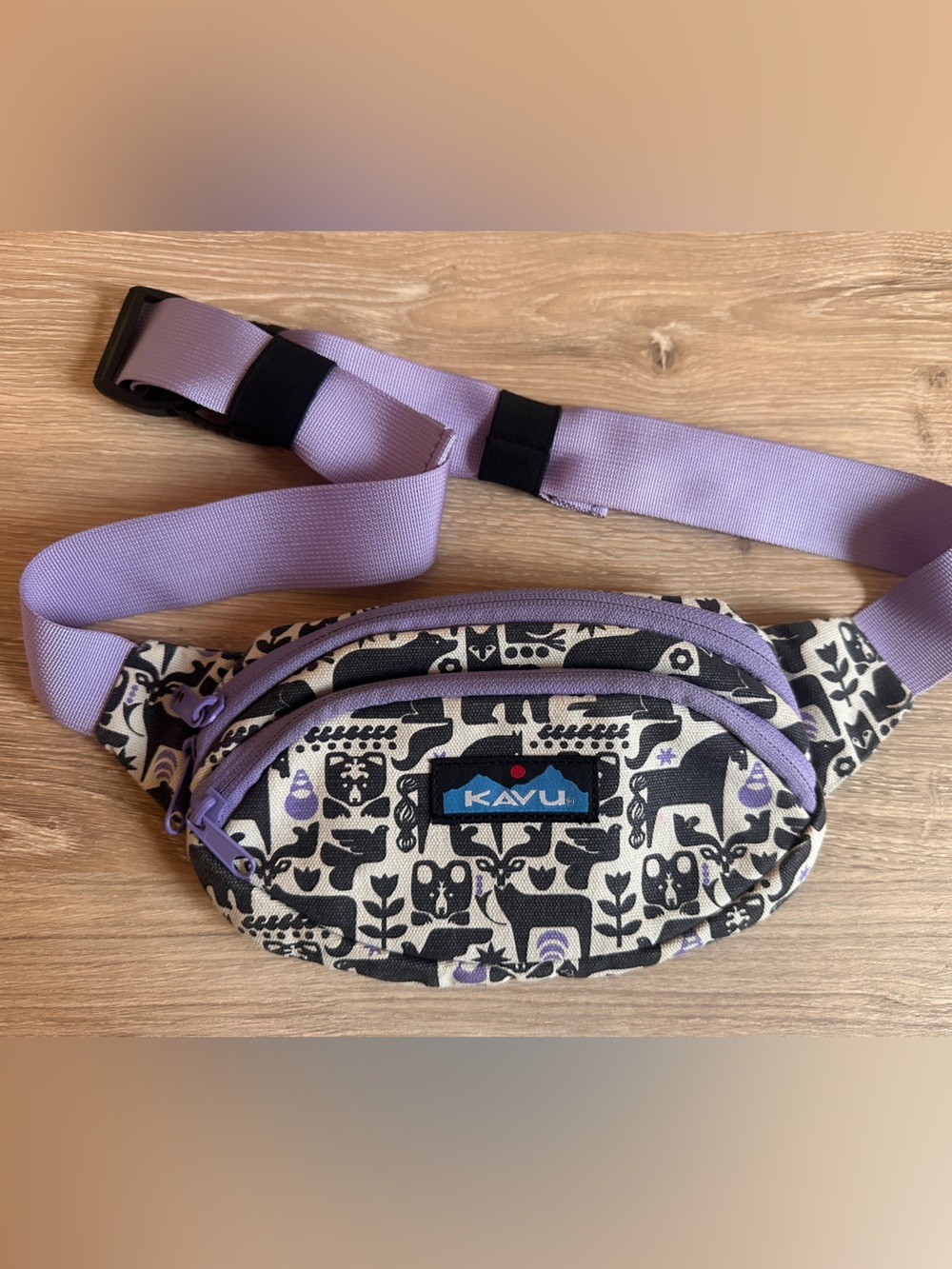 Kavu Lilac Animal Printed Rope Sling Belt Bag